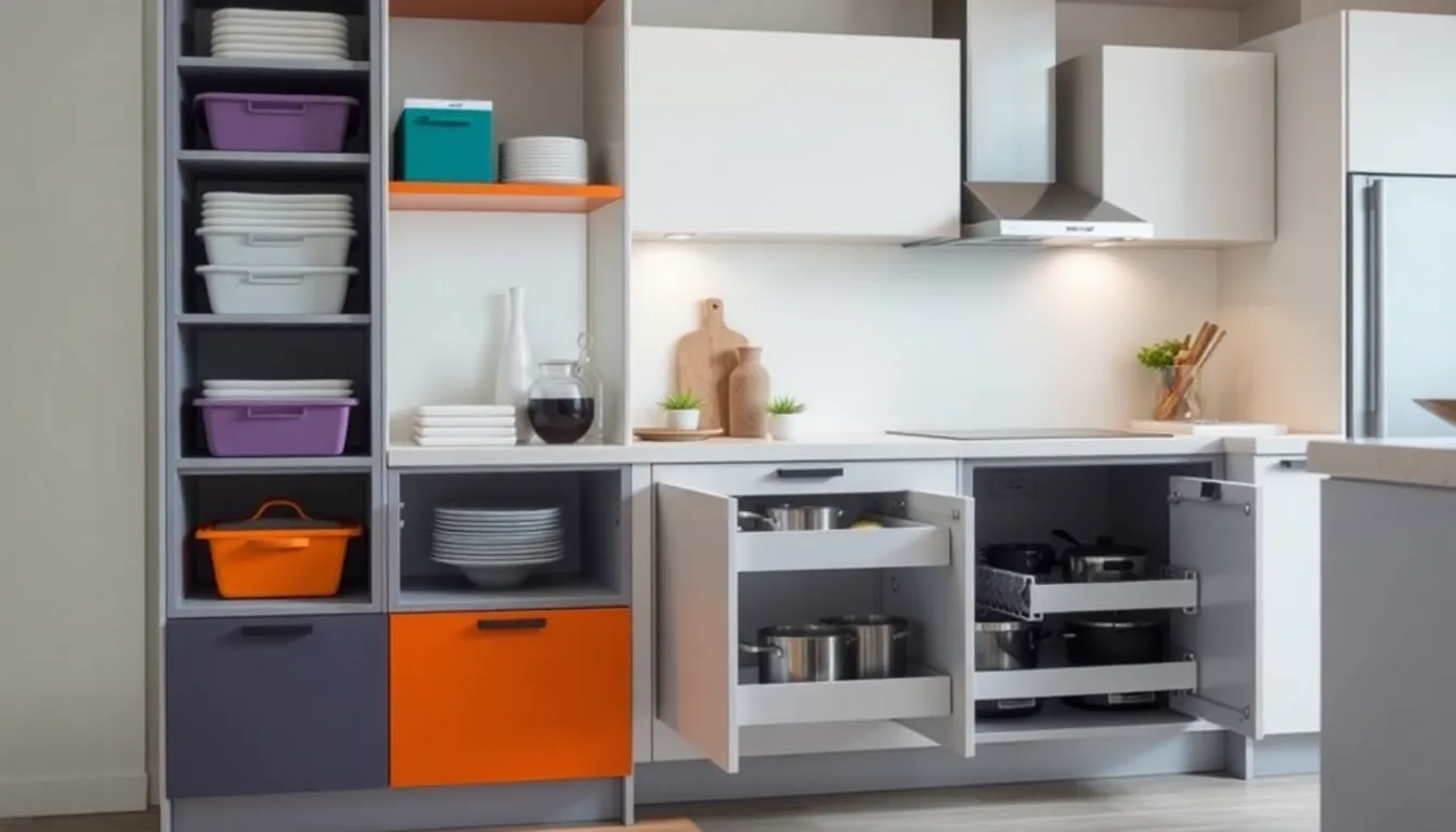 modern kitchen with organized Ikea cabinets and pull-out drawers.